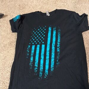 Next Level Apparel Black and Blue Short Sleeve Tee